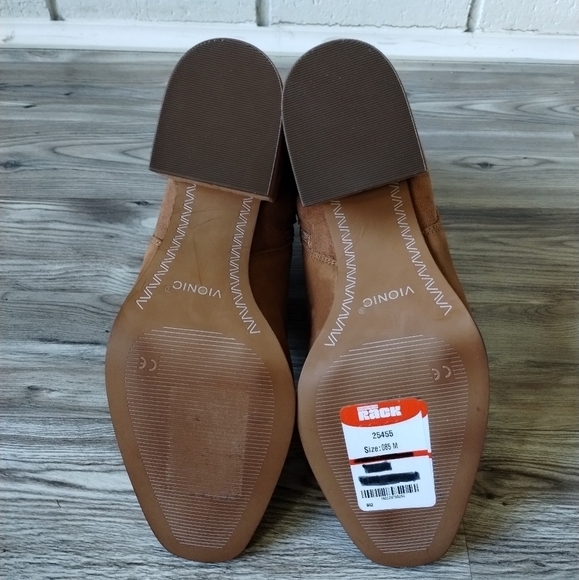Vionic Tenley Brown Water Resistant Suede Leather Block Heeled Ankle Booties 9 - Picture 4 of 6